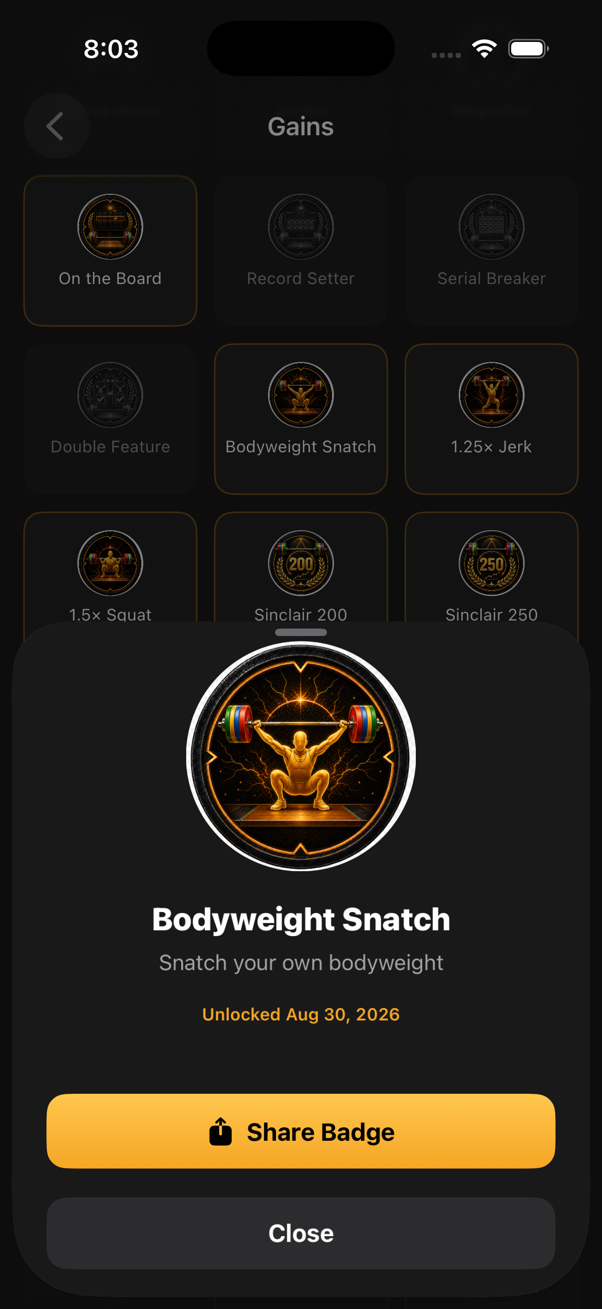Badge unlocked share card